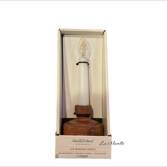 Flameless LED Window Candle Wood Base - Hearth & Hand with Magnolia - Picture 4 of 4